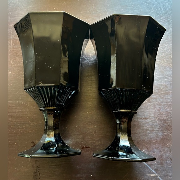 2 Independence Glass Co. octagon black goblets. 4 5/8” - Picture 3 of 12